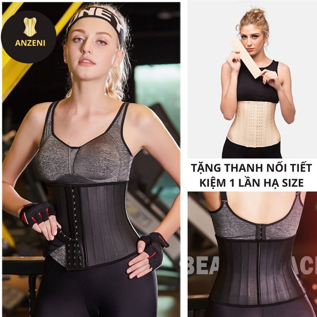 Đai nịt bụng latex giảm mỡ, đai chống gù lưng, gen bụng sau sinh, 25 xương Italy, mềm mại (Tặng thanh nối)_Siberi
