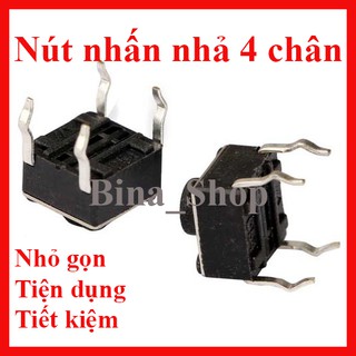 Công tắc nhấn nhả mini, Nút nhấn Reset/Passing/Arduino 4 chân