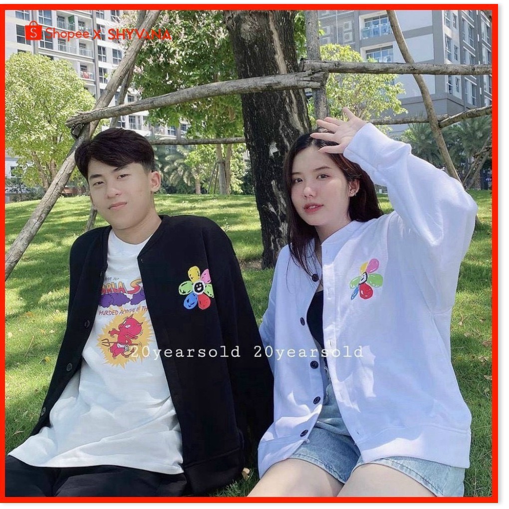 Áo Khoác Cardigan Nam Nữ Đều Mặc Được Phối Hoa Hướng Dương Bảy Màu Cực XInh