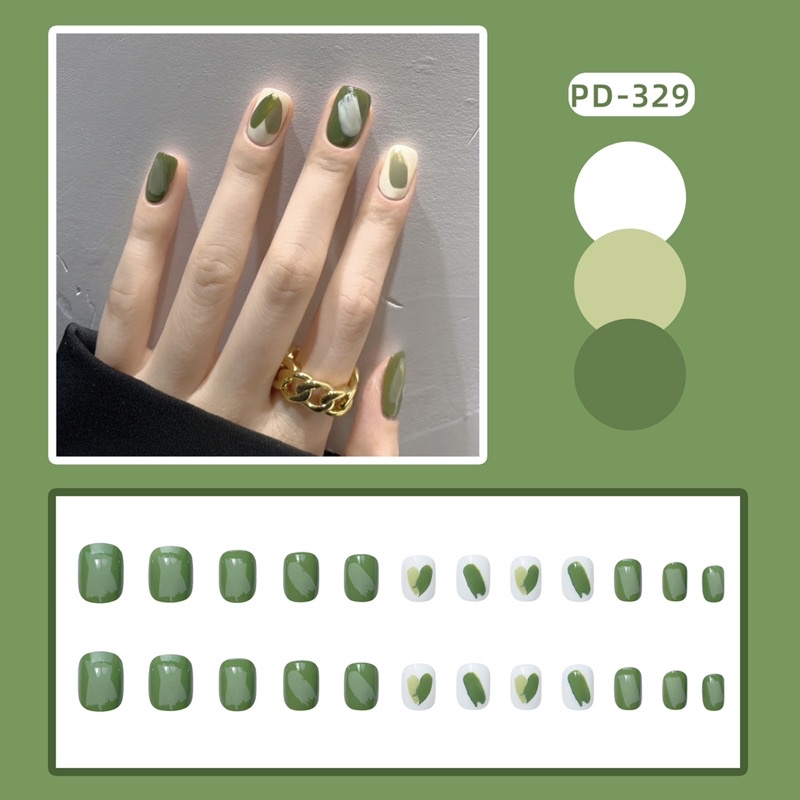 Set 24 móng giả N464 dáng móng ngắn ( Tặng kèm keo và dũa )