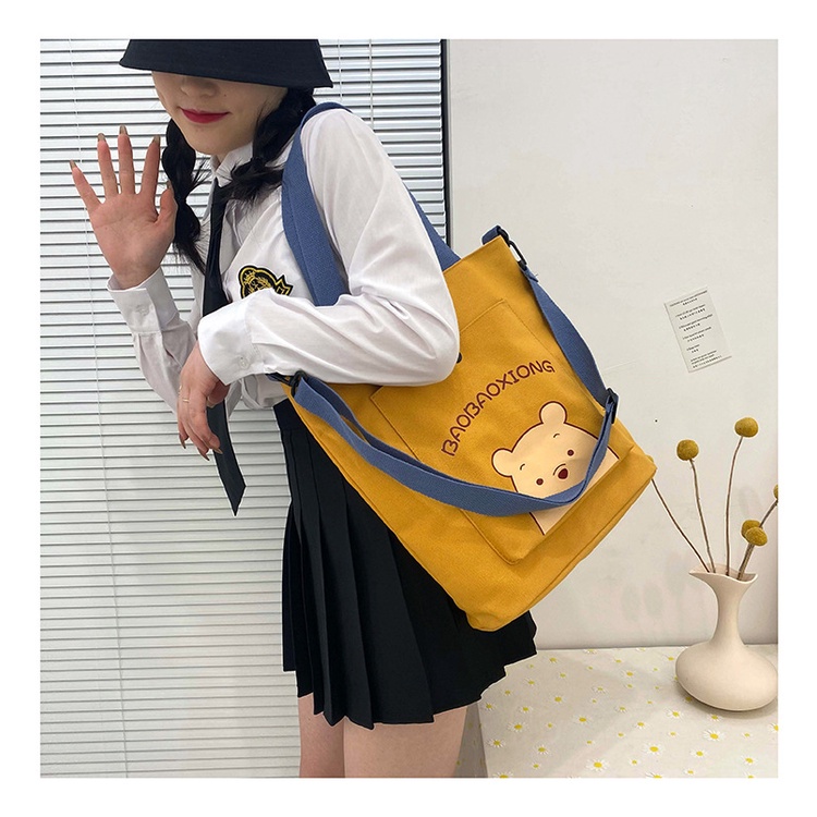 Women's bag new tutorial canvas bag single shoulder bag women's Korean shopping bag fashion soft girl student bag portable messenger bag popular in stock