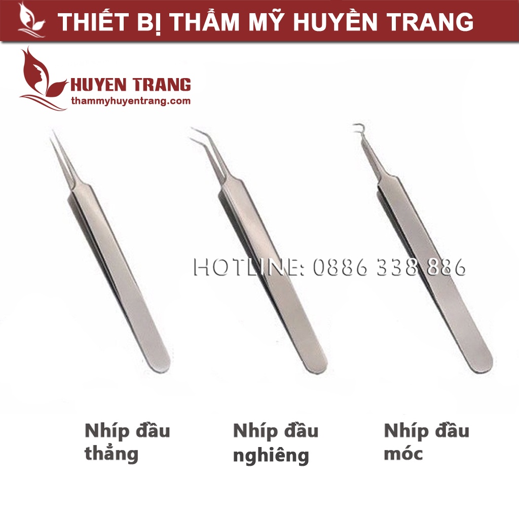 Bộ Dụng Cụ Nặn Mụn 5 Món: 3 Nhíp Lấy Mụn Và 2 Que Nặn Mụn Cao Cấp Không Gỉ - Thẩm Mỹ Huyền Trang