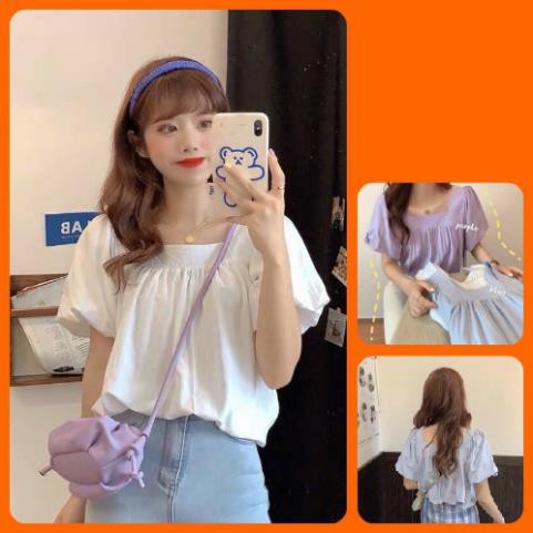 Áo babydoll cổ vuông voan lụa dày siêu xinh Hàng y hình 😘 .