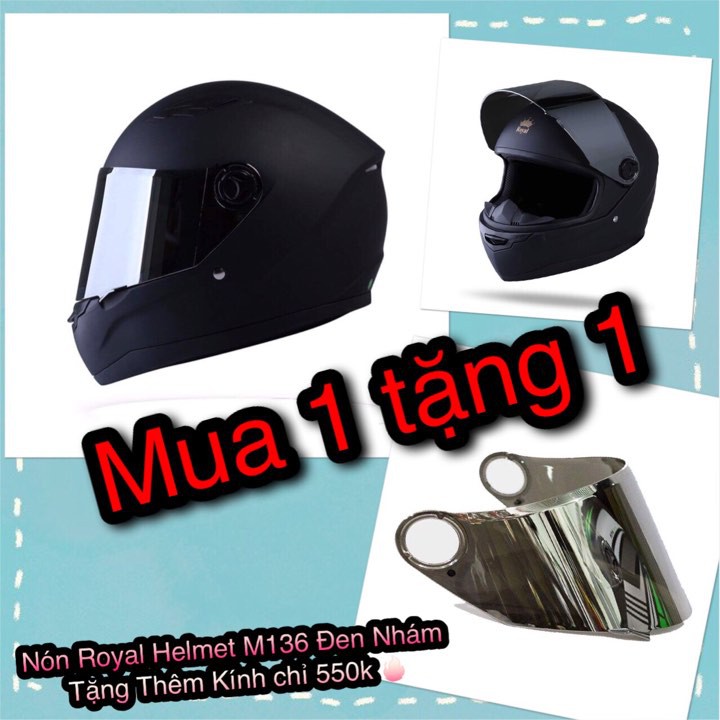 Nón Bảo Hiểm Royal Helmet M136 Đen Trơn