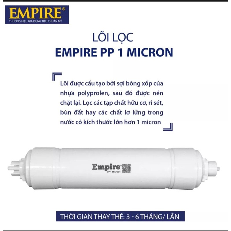 Bộ 3 lõi đúc 123 Empire phù hợp thay thế câc dòng máy lọc nước sử dụng lõi đúc