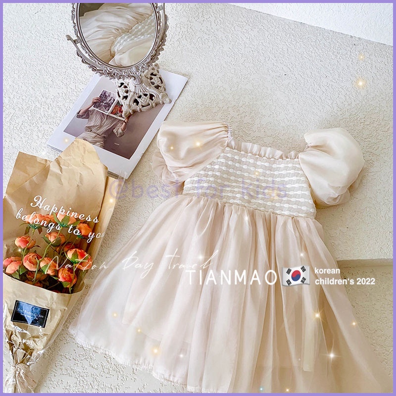 Đầm Công Chúa Mùa Hè Ngắn Phồng Phong Cách Phương Tây Thời Trang Cho Bé Gái