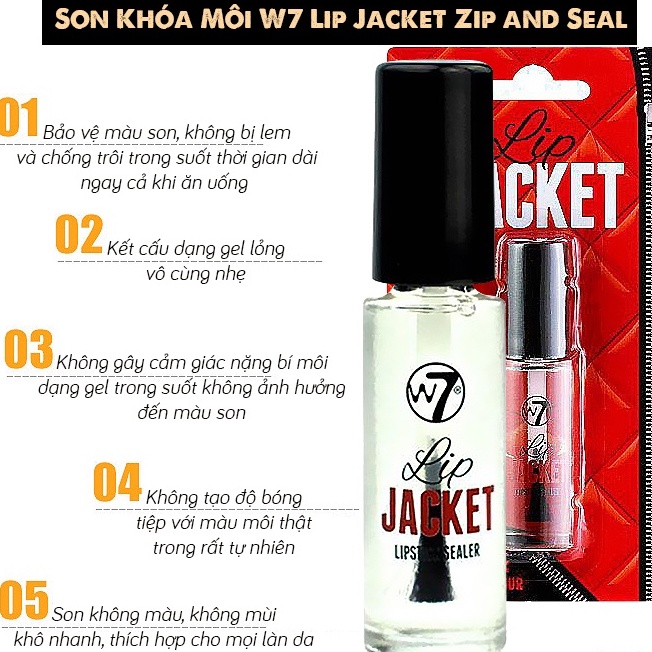 Son Khóa Môi W7 Lip Jacket Zip and Seal