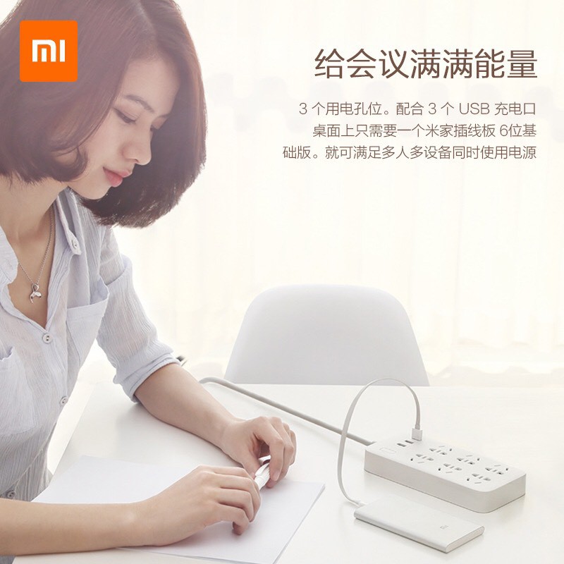 Ổ CẮM Xiaomi chính hãng Power Strip 2.1A Sạc Nhanh 3 Cổng USB Nối Dài 6 Ổ Cắm Adapter US UK EU AU MI Power Strip