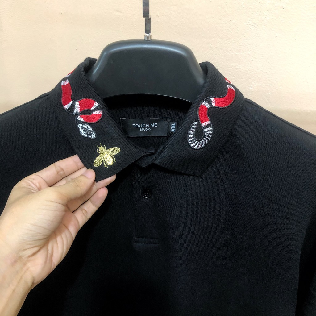 Áo Polo nam TouchMe thêu cổ họa tiết Bee & Snake TM21 chất polo thoáng mát,màu trắng cao cấp  | Sản phẩm mới 2021