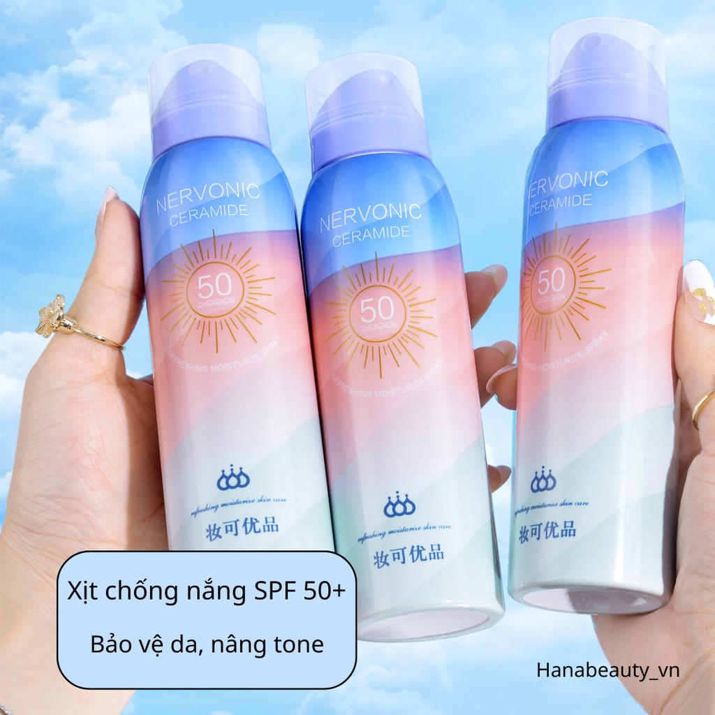 Xịt chống nắng NERVONIC 50SPF+ CHO DA DẦU không gây bí cho da