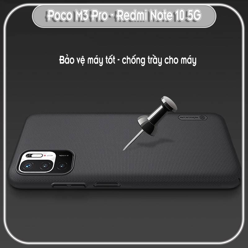 Ốp lưng cho Xiaomi Poco M3 Pro - Redmi Note 10 5G Frosted Shield nhựa PC cứng Nillkin - Hàng nhập khẩu