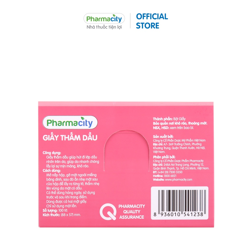 Giấy thấm dầu cơ bản / than hoạt tính Pharmacity (100 tờ/gói)