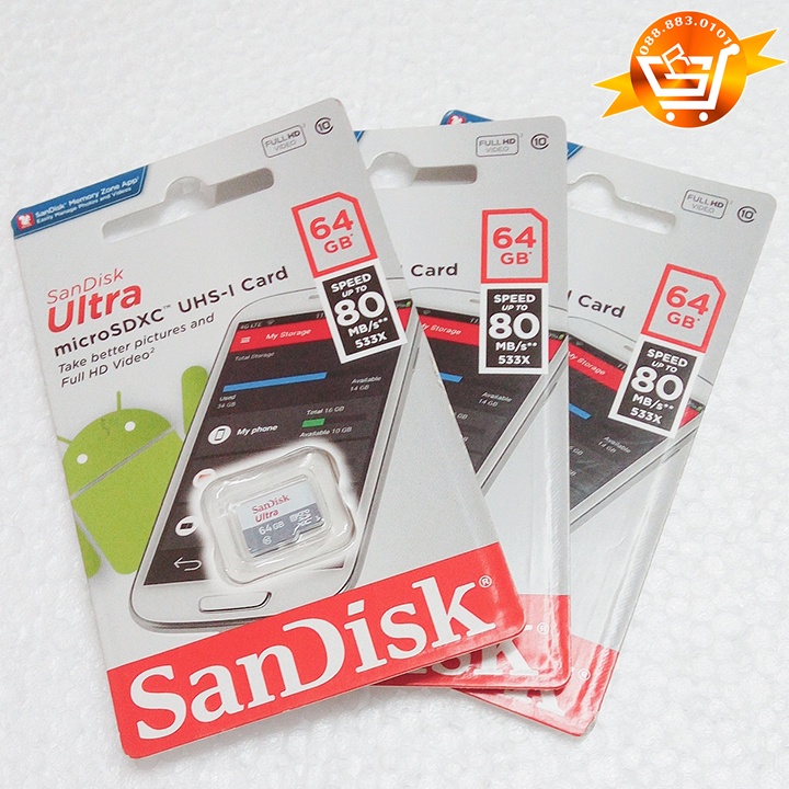 Thẻ nhớ sandisk 64g class 10 80mb