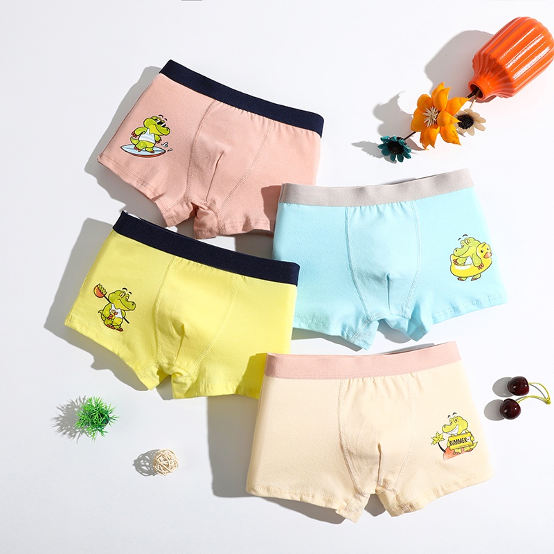 Set 4 quần lót boxer SMY cotton mềm mại thoáng khí họa tiết hoạt hình chất lượng cao dành cho bé trai