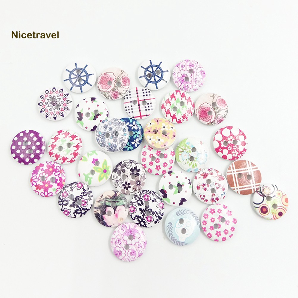 【 Set 100 Nút Gỗ Hình Bông Hoa Trang Trí Thủ Công DIY