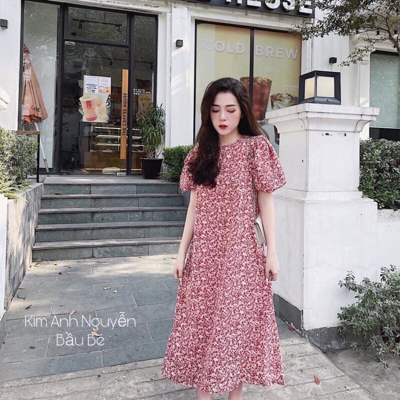 Váy hoa nhí vintage dáng suông tay bồng 2 lớp bánh bèo, cao cấp, Ảnh thật-Video thật - V06 | BigBuy360 - bigbuy360.vn