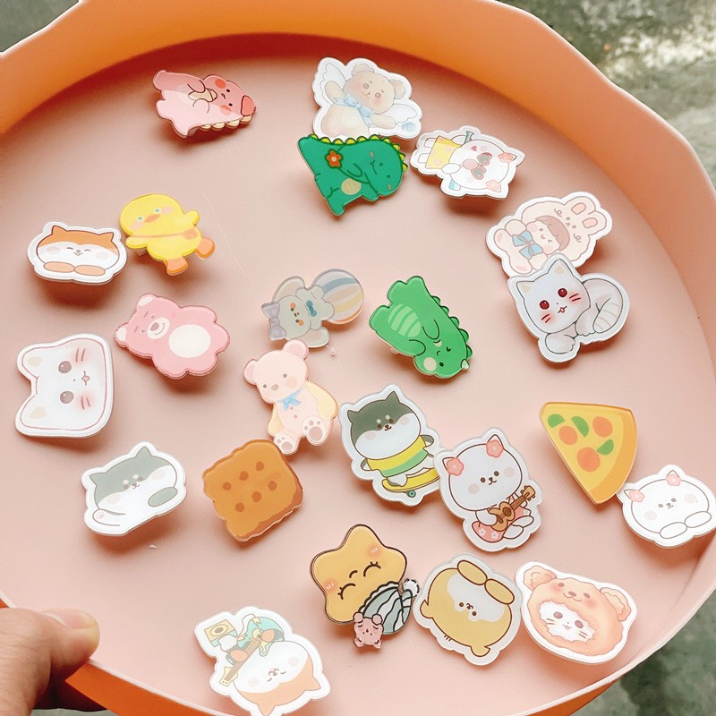 Huy hiệu Hazin cài áo ghim kim loại trang trí balo túi nhiều mẫu dễ thương hoạ tiết đáng yêu