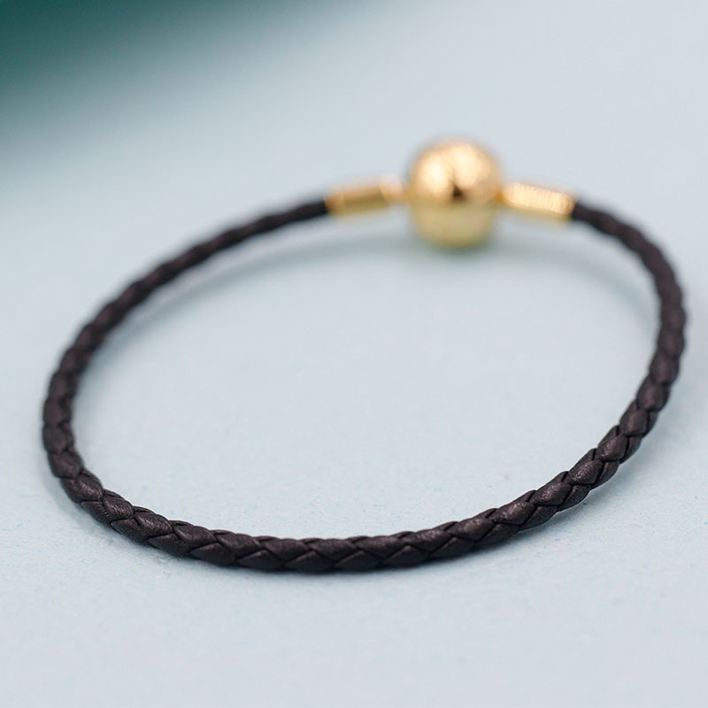 Vòng Tay Bện Dây Da Màu Đen Đỏ Pandora Thời Trang Cho Cặp Đôi