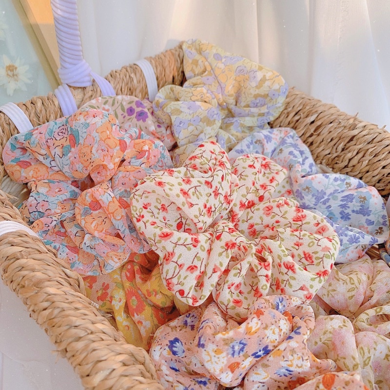 DÂY BUỘC TÓC VẢI SCRUNCHIES SIÊU PHỒNG TIEMMAYKEOKEO, CHẤT LIỆU VOAN TƠ MỀM MẠI NHIỀU MÀU SẮC TONE PASTEL, HÀNG CÓ SẴN