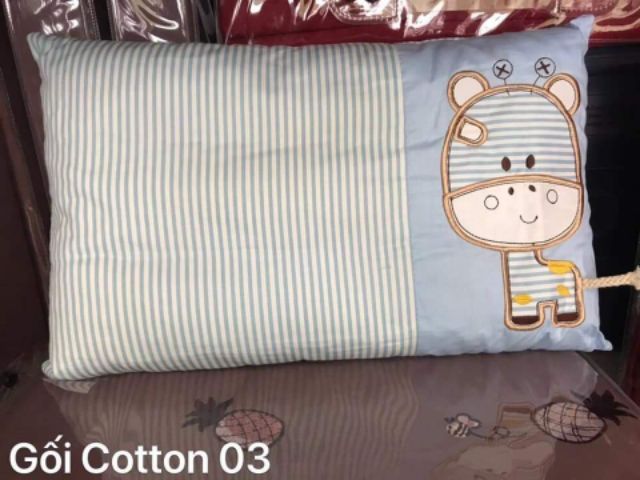 Gối cho bé 2 tuổi đến 10 tuổi, gối trẻ em cotton 100% vỏ 30x50, cotton 100% dày dặn, thấm hút tốt