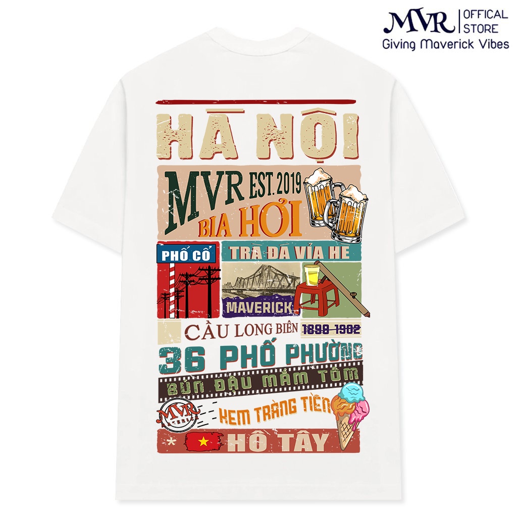 Áo thun Hà Nội - Unisex phông cotton ao cặp gia đình hainoi fact UNDER MVR BB8012