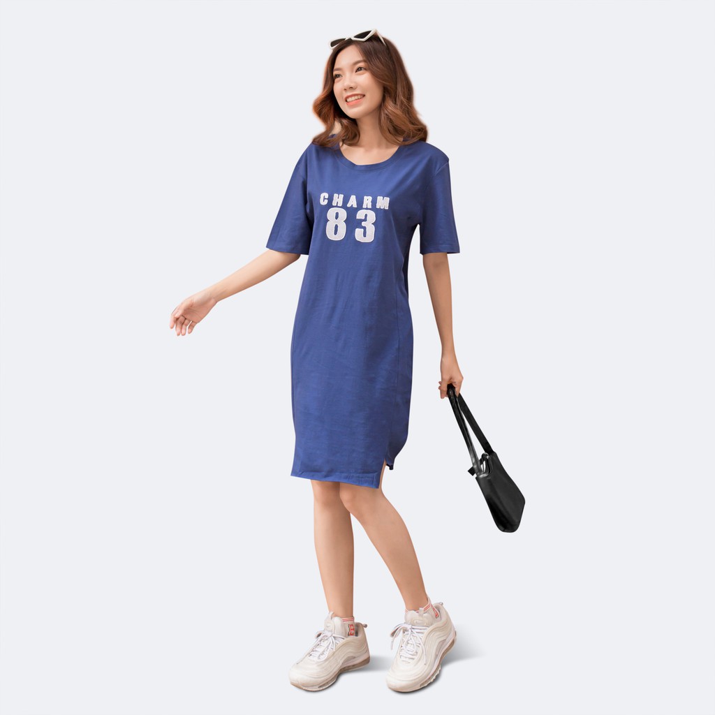 Đầm dáng ôm tay ngắn 42-52 kg vải thun cotton dày - MEEJENA - 1673