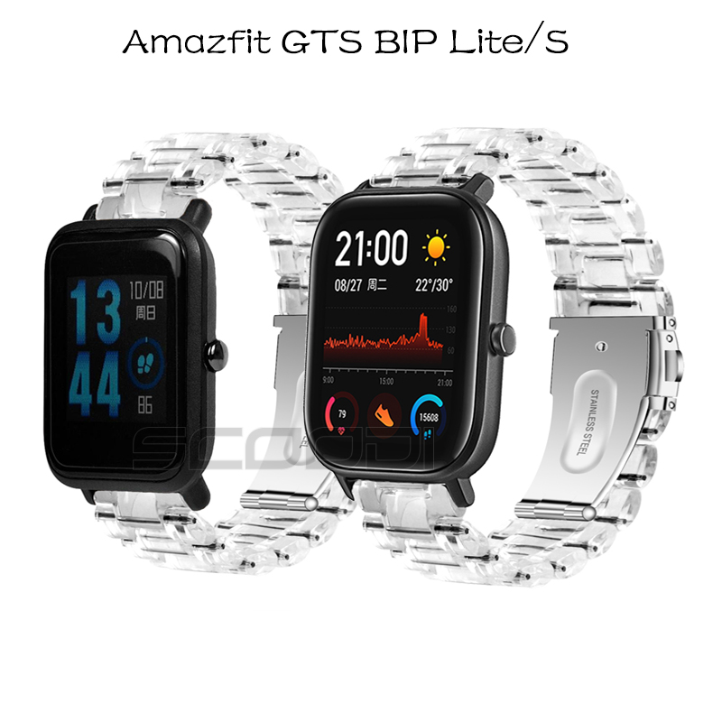 Dây Đeo Bằng Nhựa Trong Suốt Gọn Nhẹ Cho Xiaomi Huami Amazfit GTS 4 3 2 2e 4Mini 2Mini / bip Lite bip 3 / bip u pro / bip s