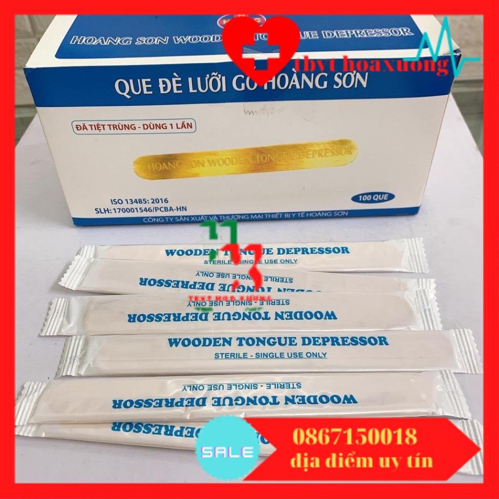 Que Đè Lưỡi Gỗ Đã Tiệt Trùng Từng Cái Hoàng Sơn [Hộp 100 Cái]