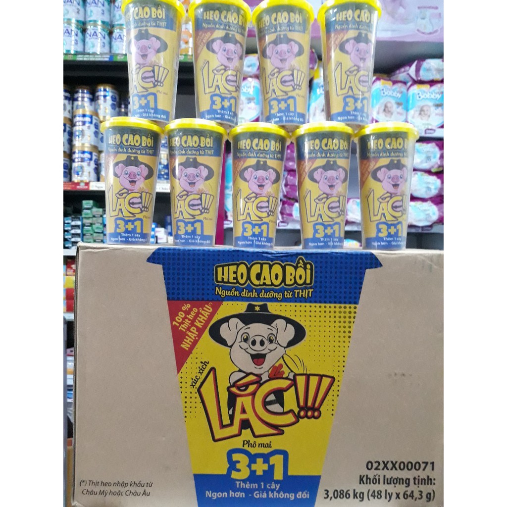 Thùng 48 Hộp Xúc Xích Heo Cao Bồi Masan Mix Nhiều Vị
