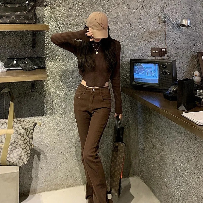 NRVP Quần Jean Dài Ống Rộng Thời Trang Hàn Quốc Cá Tính Cho Nữ