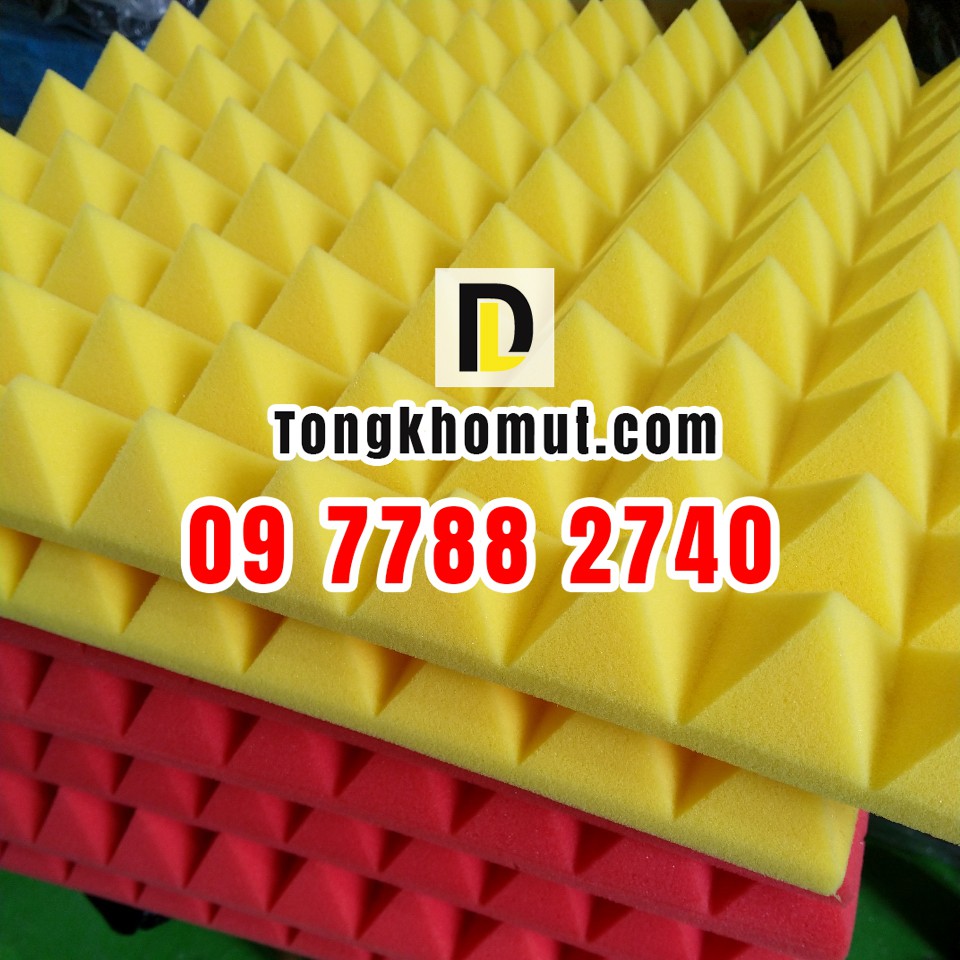 [Hỗ trợ PVC] - 10 Mút kim tự tháp chống cháy 50x50x5cm tiêu âm - cách âm tỉ trọng cao