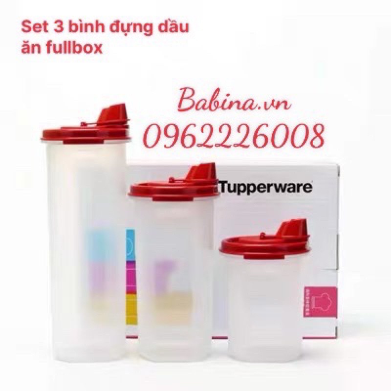 Set 3 Bình đựng dầu ăn, nước mắm, gia vị Tupperware