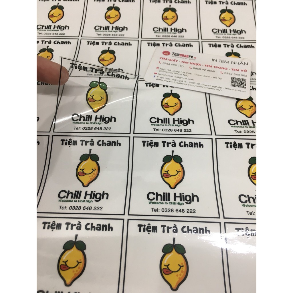 In tem nhãn decan trong, decan chống nước, decan nilon sticker A3 theo yêu cầu