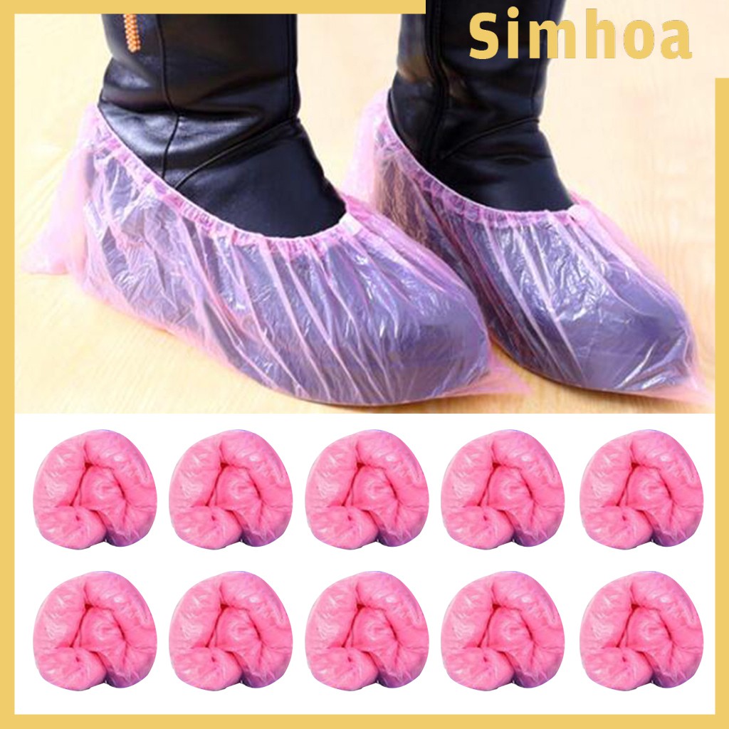 100Pcs Disposable Plastic Shoe Covers Cleaning Overshoes Protective