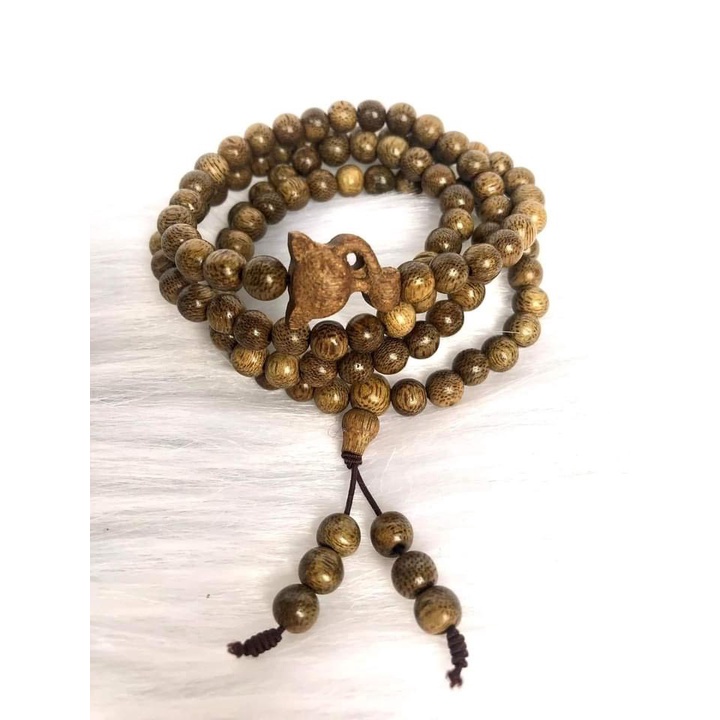 Vòng Trầm Hương Tốc Tự Nhiên - Mix Charm Thánh Giá, Hồ Ly - Chuỗi Tràng Hạt 108