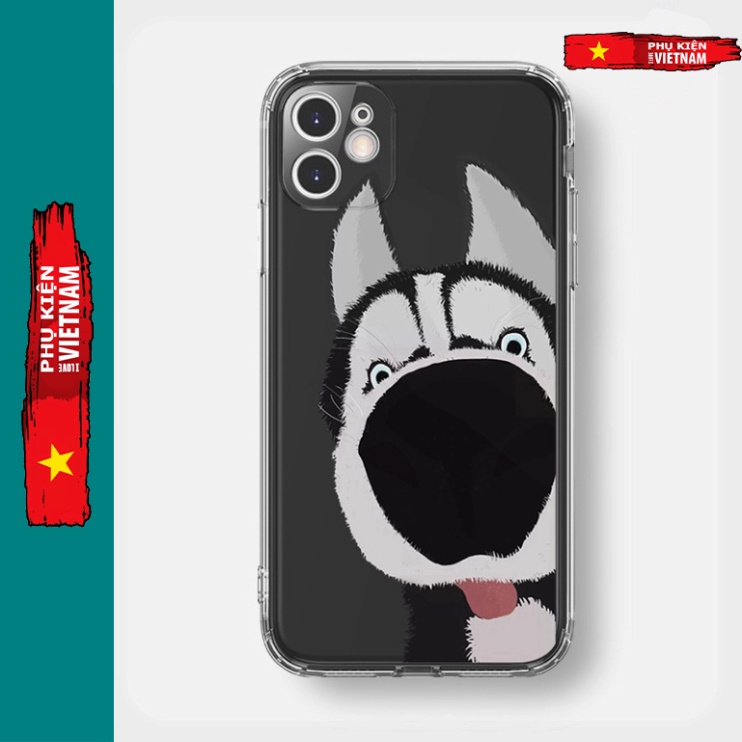 Ốp lưng iphone 6, 6s plus, 7 8 Plus, X, XS, XR, XSMAX, 11 , 12, 13 PROMAX suốt trong quãng CHÓ nghịch ngợm PKVN