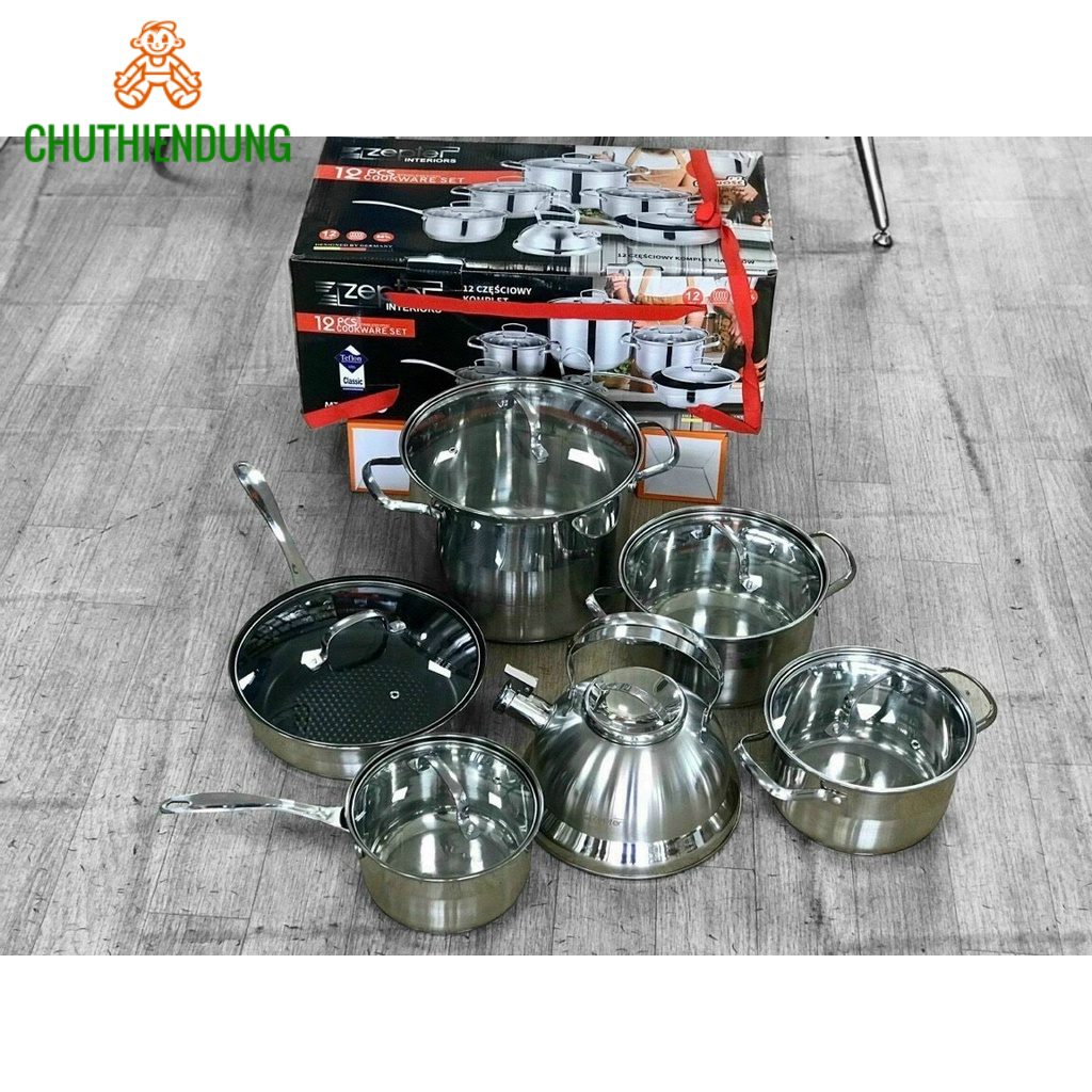 Bộ Nồi Đức Zepter 6 Món 12 Chi Tiết Hàng Cao Cấp Công Nghệ Châu Âu Nhập Khẩu Chính Hãng Bằng Thép Không Rỉ