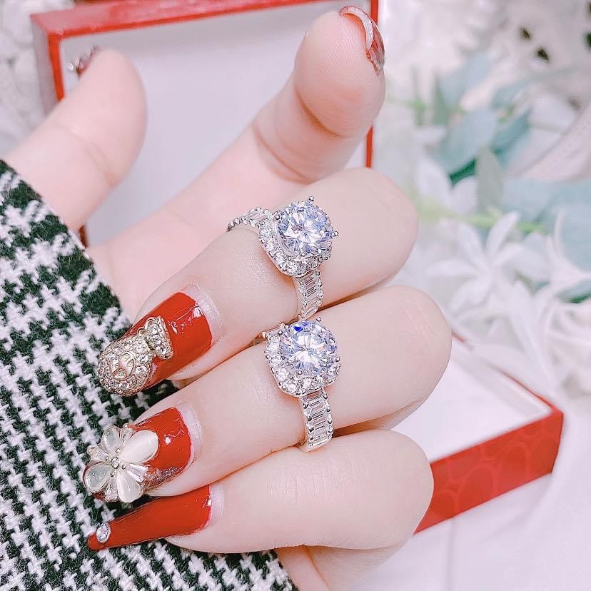 Nhẫn nữ - nhẫn nữ bạc ta thân đá cao - hàng kỹ sáng bóng đẹp mê