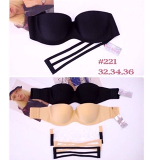 Áo ngực không dây chống tụt mặc áo hở vai Thái lan su êm mềm đệm vừa nâng ngực size 34, 36 màu da/đen