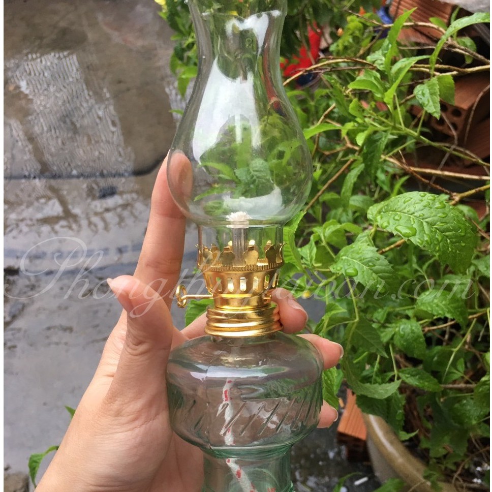 Đèn dầu bàn thờ đế xanh 20.5cm