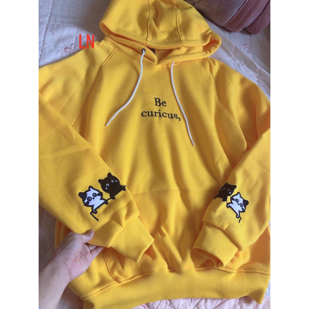 Áo hoodie hai mèo con in tay LNG1119