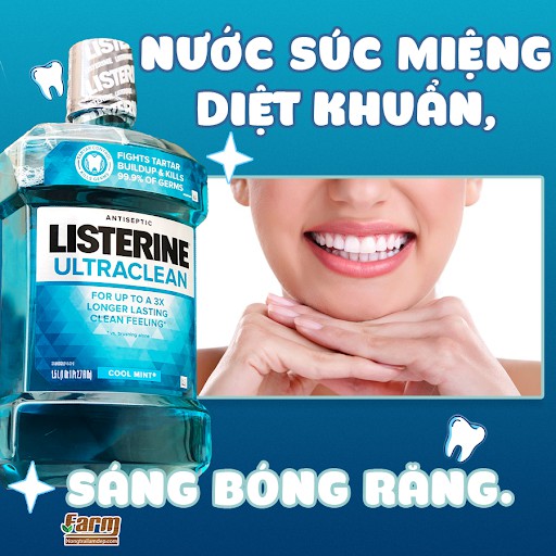 (750ml) Nước súc miệng Listerine Cool Mint Thai Lan - Giúp hơi thở thơm mát và sạch khuẩn 99%