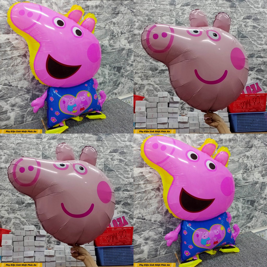 Bóng kiếng 70cm hình chú heo peppa hồng trang trí sinh nhật HPBD