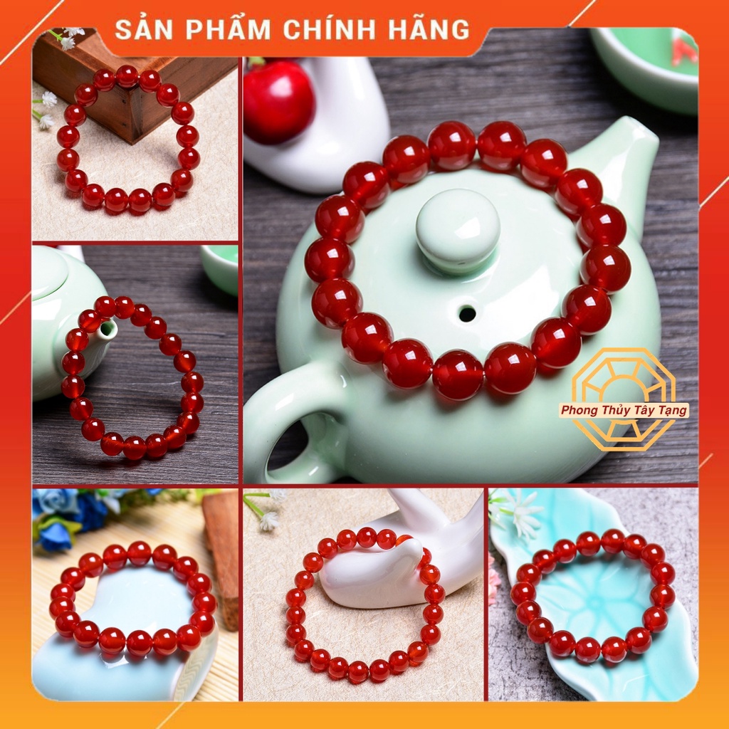 Vòng tay phong thủy đá MNao Đỏ [TẶNG HỘP GỖ CAO CẤP] may mắn tài lộc nam nữ mệnh Hỏa Thổ - Phong Thủy Tây Tạng