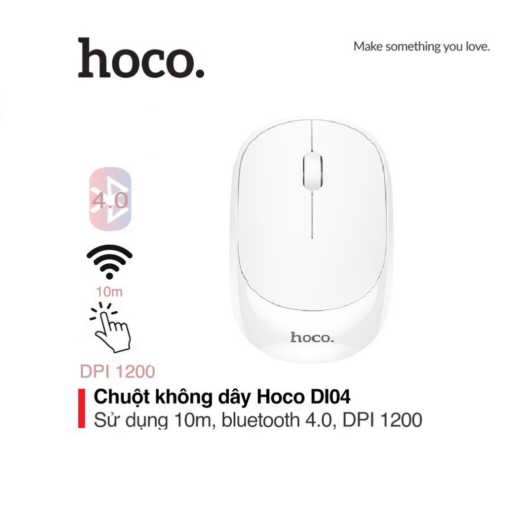 Chuột không dây Bluetooth 4.0 Hoco DI04 tần số 2.4GHz , 1200DPI thiết kế tinh xảo từng góc cạnh