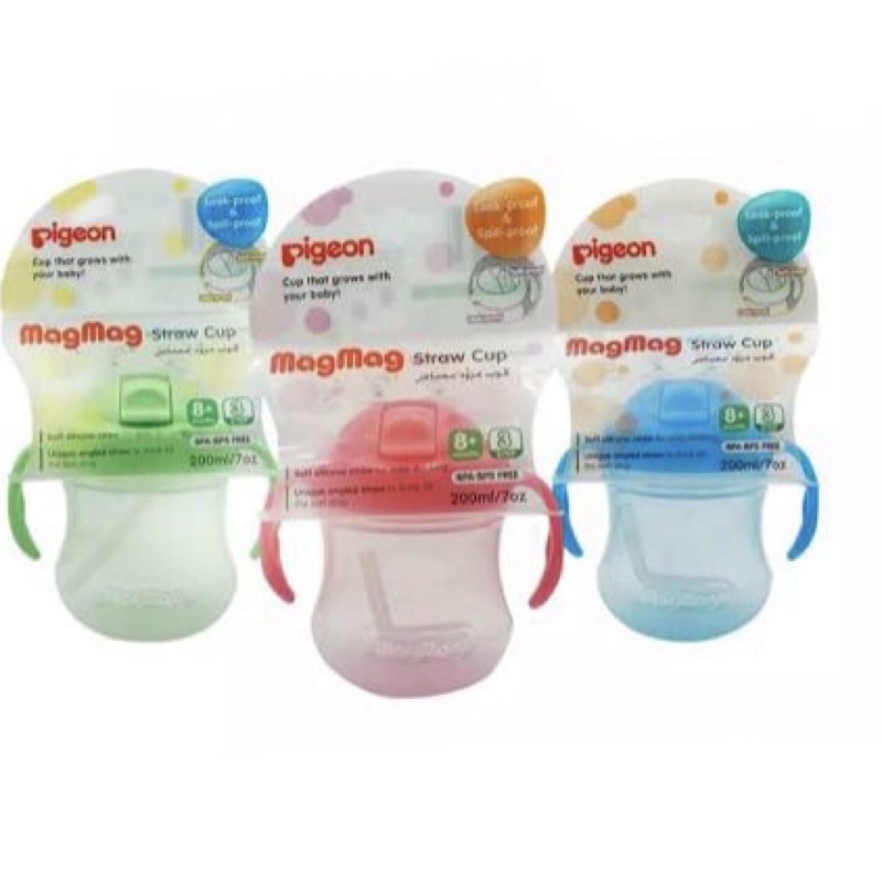 Ly Mag Mag ống hút 200ml PIGEON dùng cho bé trên 8 tháng tuổi