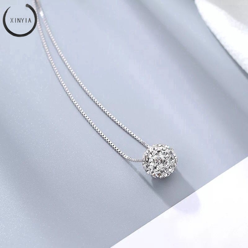 Dây Chuyền Titan Đính Đá Pha Lê Chống Gỉ Sét Xinh Xắn Cho Nữ