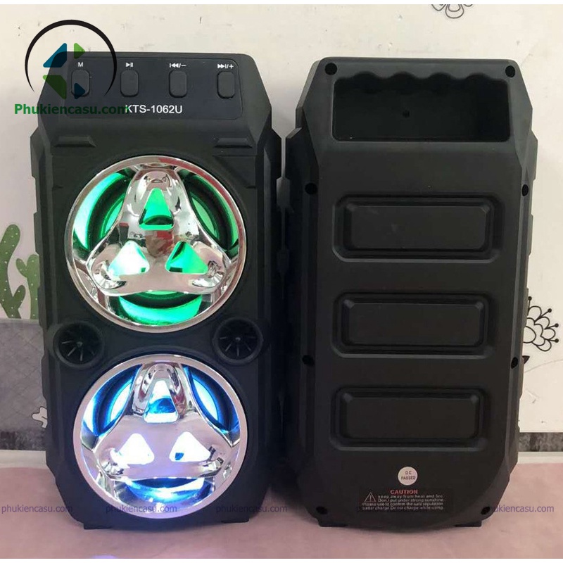 Loa thùng di động xách tay 2 BASS KTS-bluetooth hát Karaoke nhạc cực ấm,vang + tặng kèm micro có dây