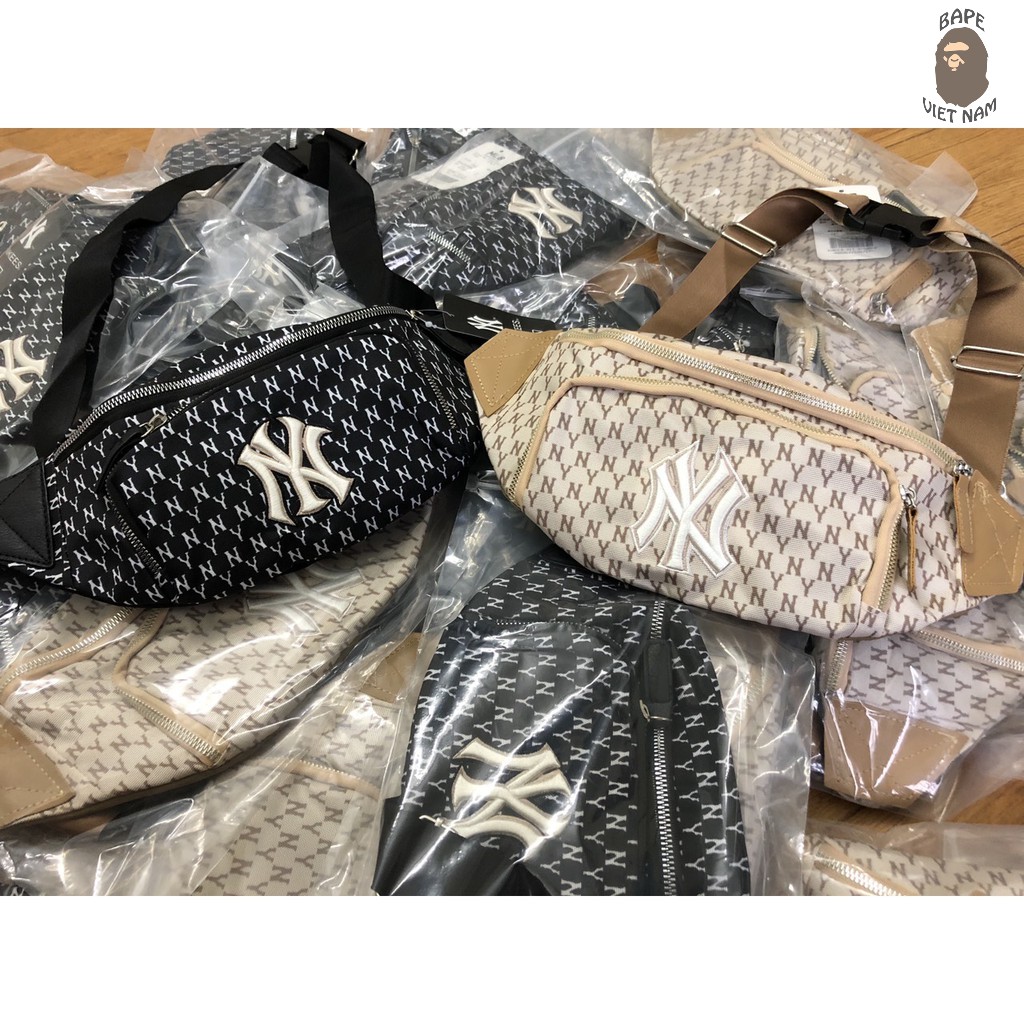 [Ảnh thật + FREESHIP] Túi bao tử NY MLB, Túi đeo chéo NY Mickey chất liệu Canvas 2 màu đen, Be BapeVN | BigBuy360 - bigbuy360.vn