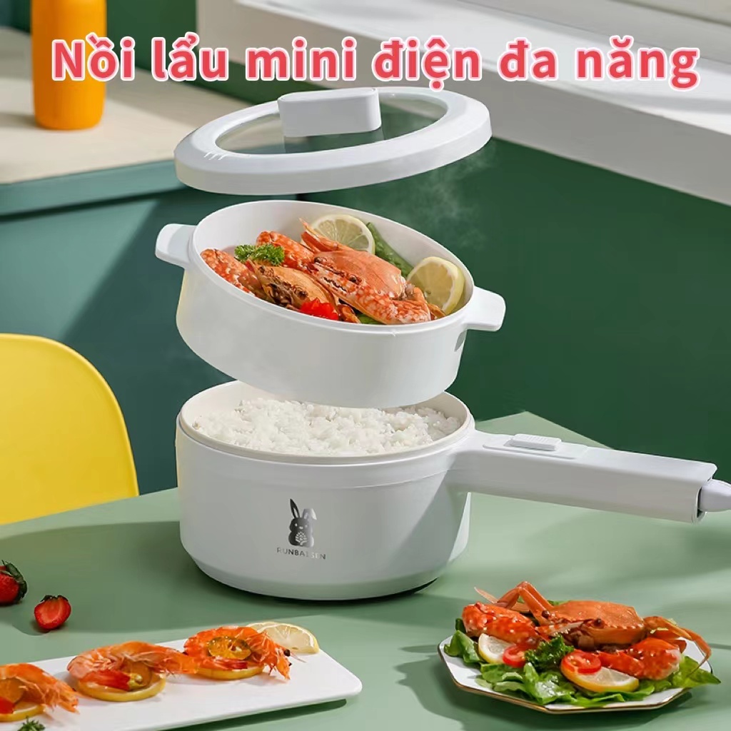 nồi lẩu điện mini có kèm hấp,chiên ,xào ,hấp nấu .bảo hành 6 tháng